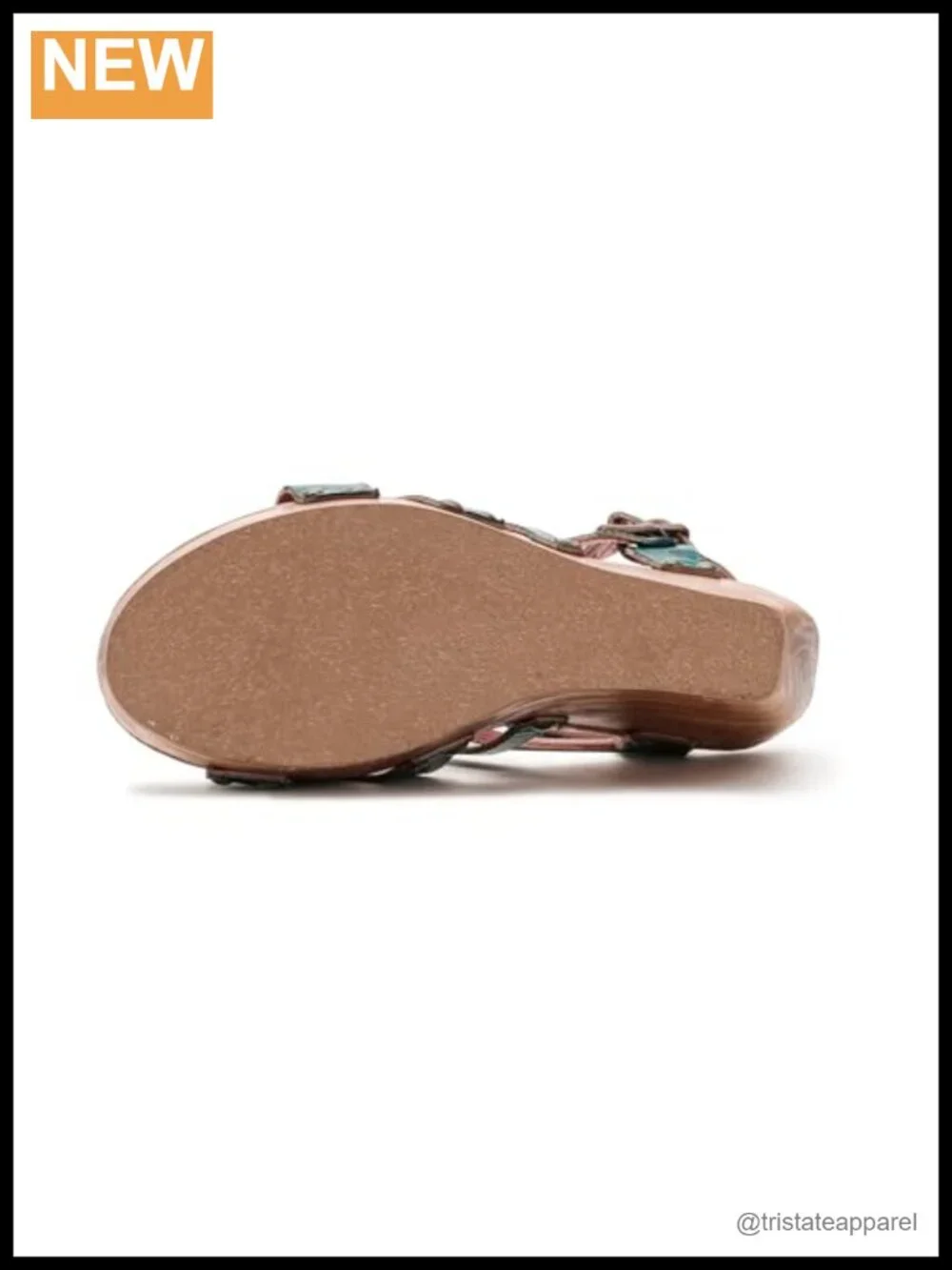 Vegetable Tanned Leather Wedge Heeled Sandals Ankle Strap
